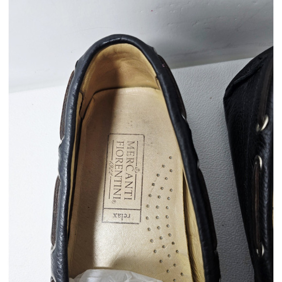 Mercanti Fiorentini Mens Relax Tie Shoe Black Leather Loafers 9.5M - Picture 4 of 9